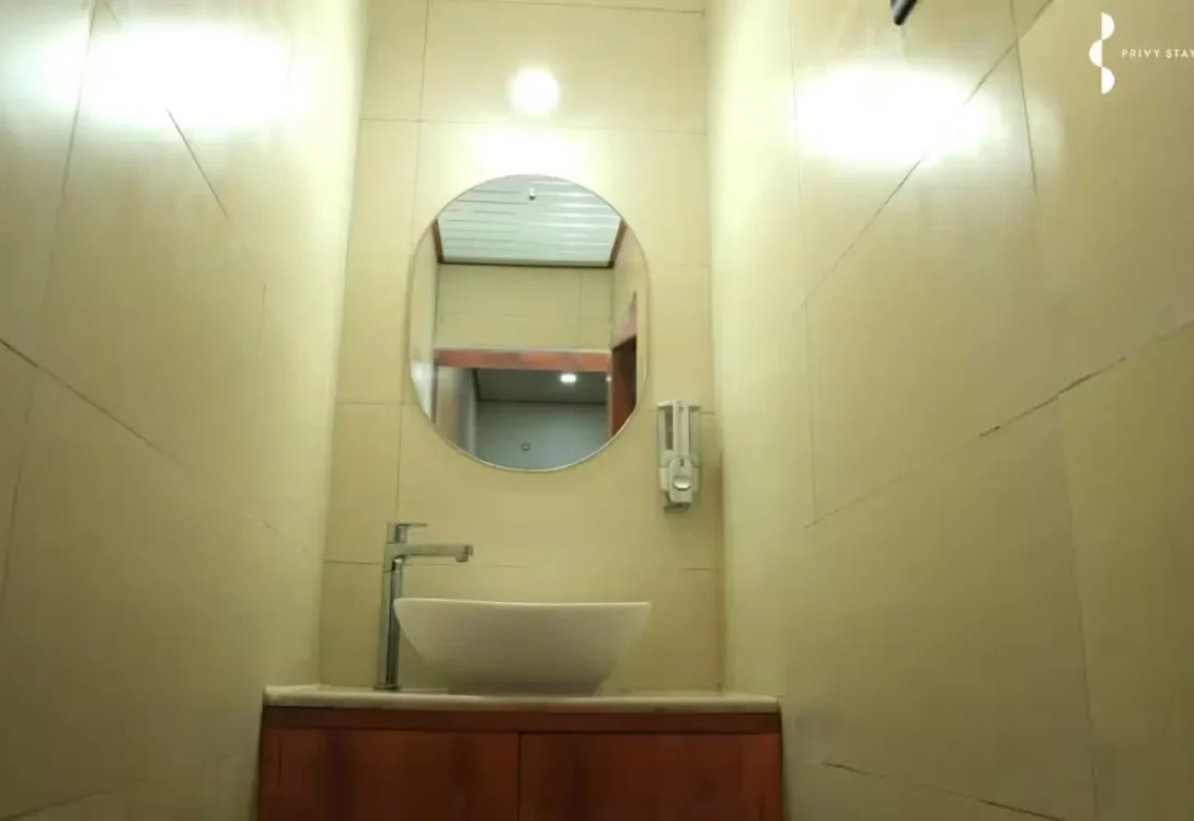 Outdoor shower in tropical setting