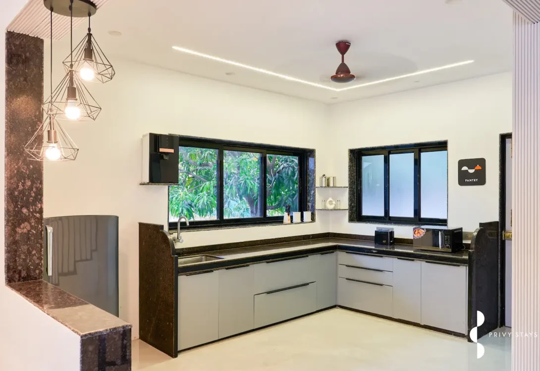 Fully equipped kitchen in a private villa near Alibag-Mandwa Jetty