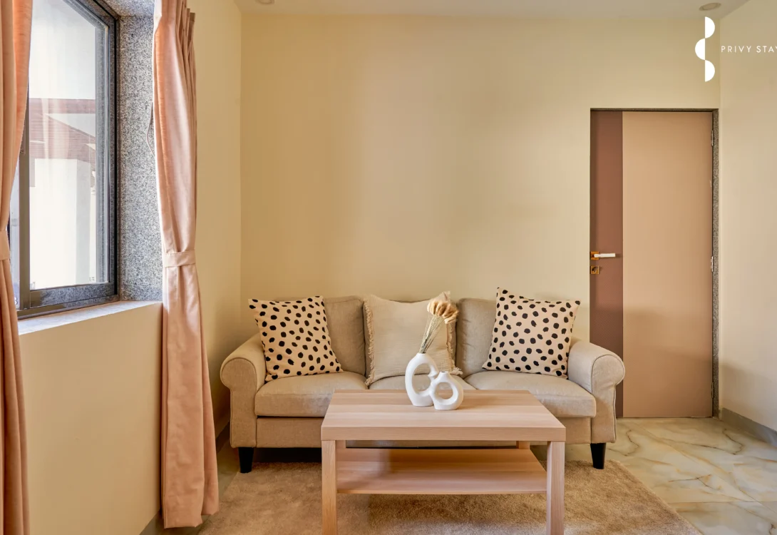 Living space at Luxury resort near Nagaon Beach
