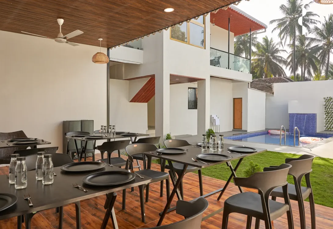 Outdoor Dining Area at Casa Sereno Resort-Near Nagaon Beach-Alibaug